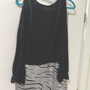 Black and silver mini dress